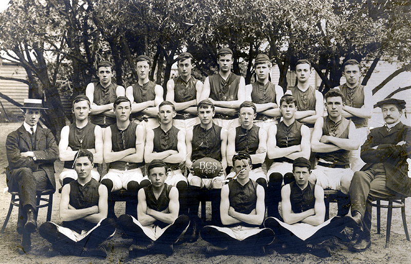 Dr Crowther, right, with school football team (1906)