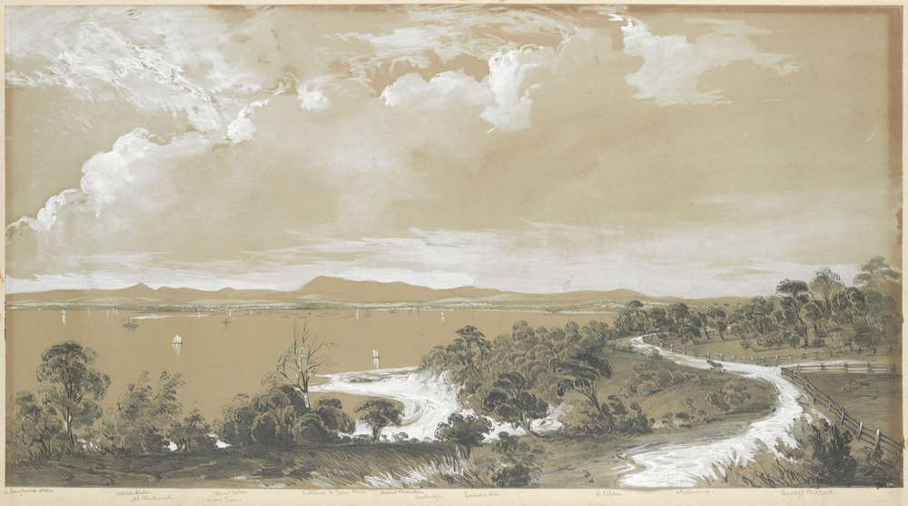 George Alexander Gilbert, "View of Hobson's Bay looking north from Brighton", circa 1847. State Library Victoria.