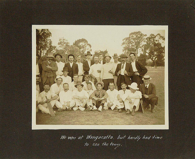 Page from photo album: "We won at Wangaratta, but hardly had time to see the town". Brighton Historical Society collection.