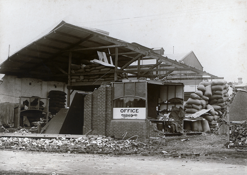 Damage to Mr J. A. Grant's hay and corn store in Well Street