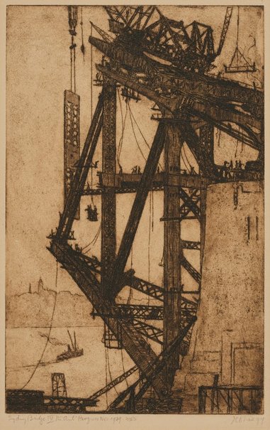 Jessie Traill, 'Building the Harbour Bridge IV: the ants' progress, November 1929' (Art Gallery NSW)